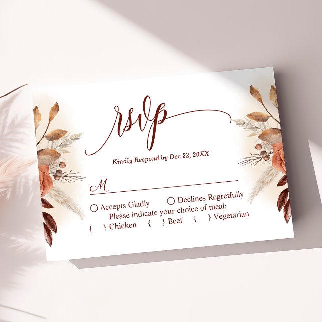 Terracota Pampas Grass Texto Floral Boda RSVP (Subido por el creador)