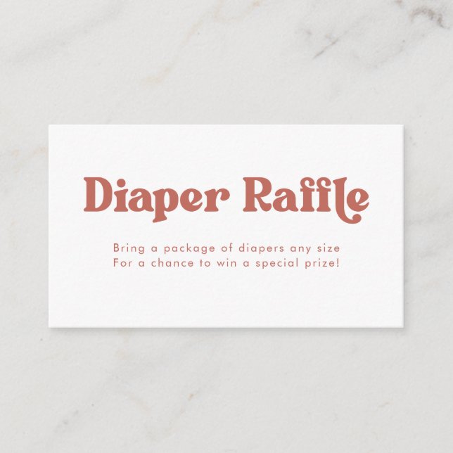Terracota Retro Tipo Diaper Raffle Tarjeta de Gabi (Anverso)