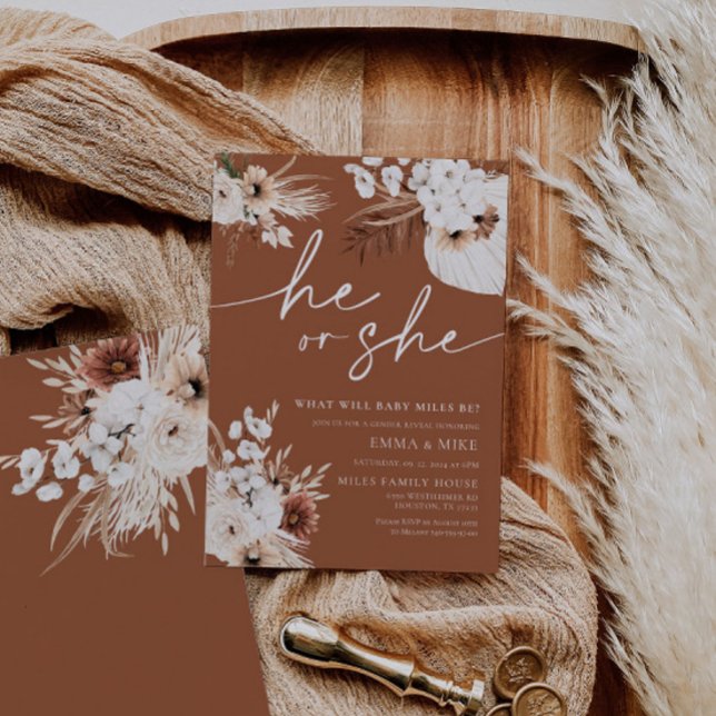 Terracota Su o Ella Género Revelan Invitación (Subido por el creador)