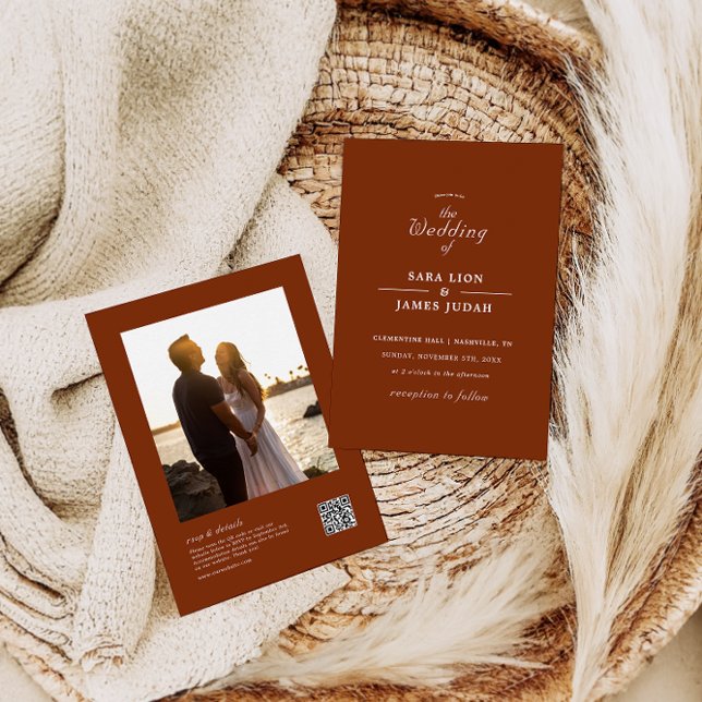 Terracota Todo En Una Invitación De Boda De Fotogr (Subido por el creador)