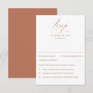 Terracota y blanca y moderna boda mínima RSVP