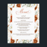 Terracotta and White Floral Elegant Wedding Menu<br><div class="desc">White,  terracotta and earthy romantic flowers white menu cards</div>