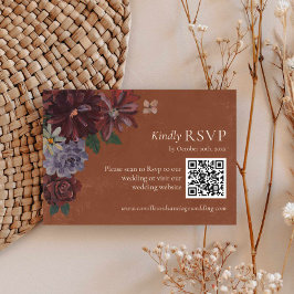Terracotta Boda Floral RSVP Código QR