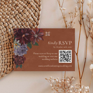Terracotta Boda Floral RSVP Código QR