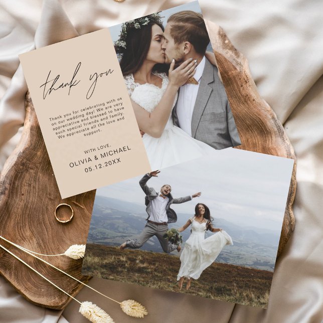 Terracotta Boda Gracias Tarjeta Minimalista Foto (Subido por el creador)