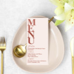 Terracotta Boda moderno Tarjeta de menú simple<br><div class="desc">Esta moderna colección de bodas es perfecta para la celebración de otoño o boho con su paleta de color terracota de tono terrestre. El tema monocromático está muy de moda en estos momentos, especialmente con nuestra tipografía lúdica y grandes iniciales. Esta minimalista tarjeta de menú del boda es completamente personalizable...</div>