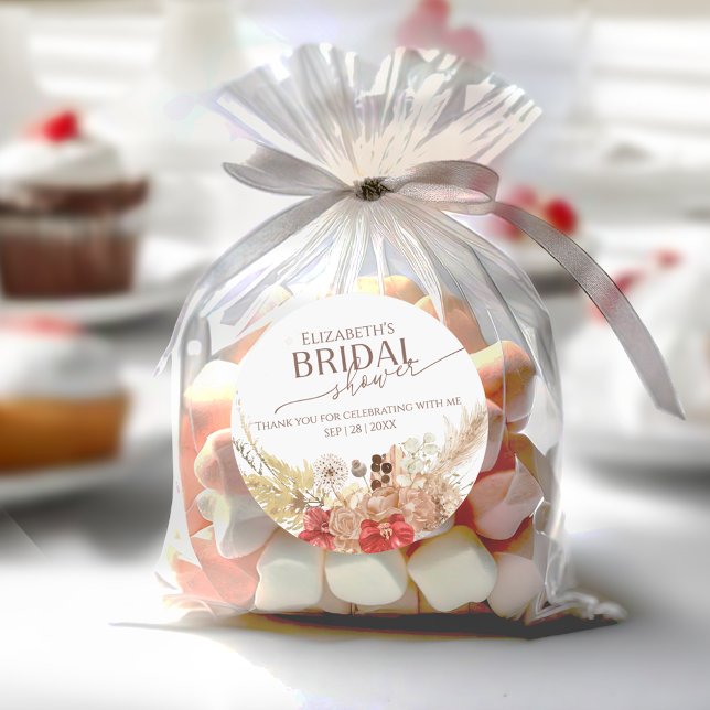 Terracotta Boho Bridal Shower Pegatina gracias (Subido por el creador)