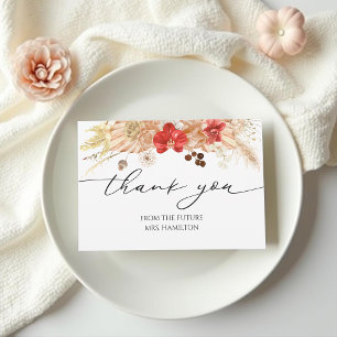 Terracotta Boho Bridal Shower Tarjetas de agradeci
