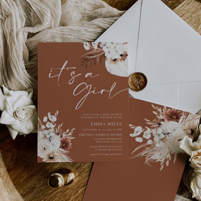 Terracotta Boho es una invitación Chica a Baby Sho (Subido por el creador)