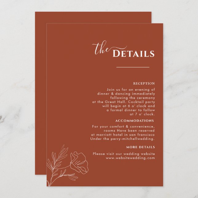 Terracotta Boho Itinerario, programa de bodas de r (Anverso / Reverso)