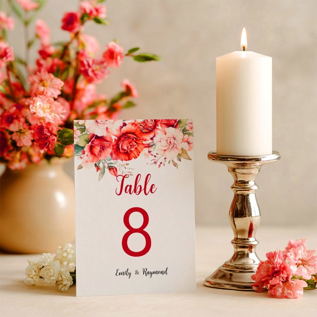 Terracotta Burgundy Blush Floral Table Number (Subido por el creador)