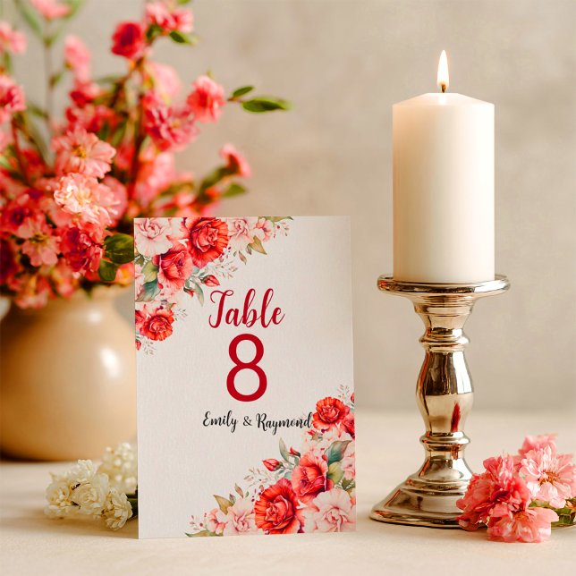 Terracotta Burgundy Blush Floral Table Number (Subido por el creador)