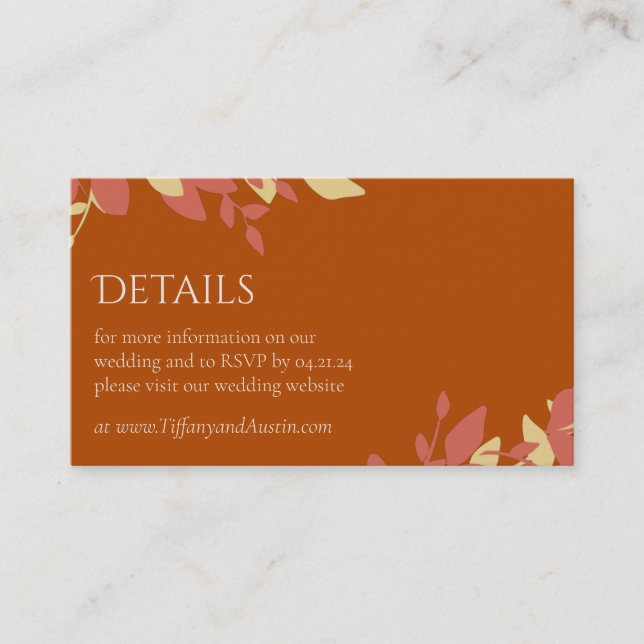 Terracotta deja tarjeta de cierre Boda moderna (Anverso)