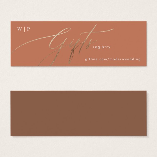 Terracotta Dusty Naranja Elegant Boho Gold Gift Re (Anverso y reverso)