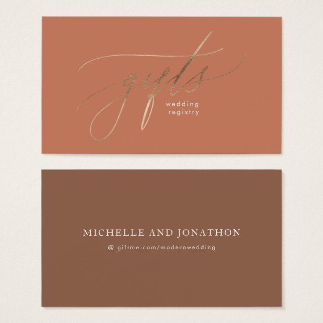 Terracotta Dusty Naranja Elegant Registro De Regal (Anverso y reverso)