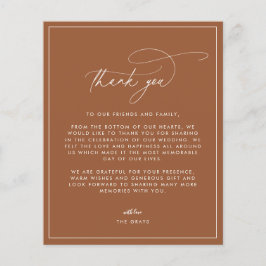 Terracotta Fall Wedding Tarjeta de agradecimiento