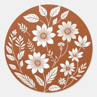 Terracotta Floral Boho Pegatina del Círculo