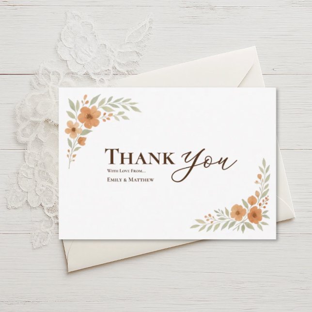 Terracotta Floral Wedding Thank You Card (Subido por el creador)