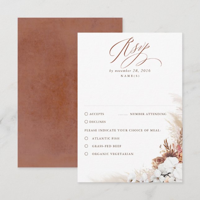 Terracotta Foliage Boho Wedding RSVP (Anverso / Reverso)