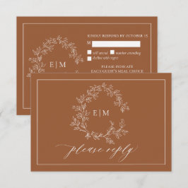Terracotta Leafy Escudo Boda Monograma RSVP