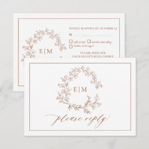 Terracotta Leafy Escudo Boda Monograma RSVP