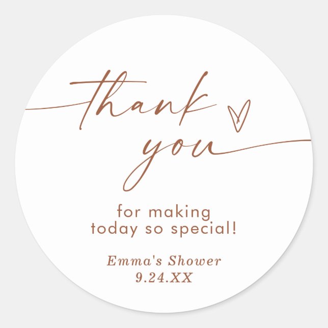 Terracotta Minimalista Gracias Pegatina (Anverso)