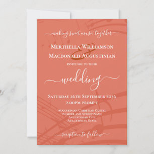 Terracotta Music Notes Wedding Invitación