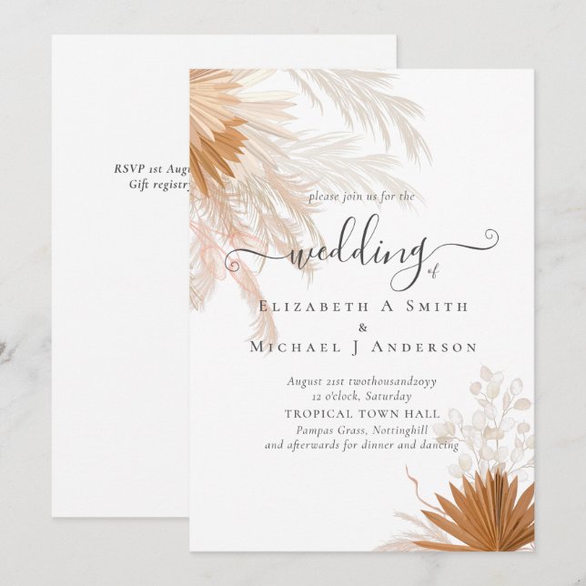 Terracotta Pampas Boda Tropical Grass (Anverso / Reverso)