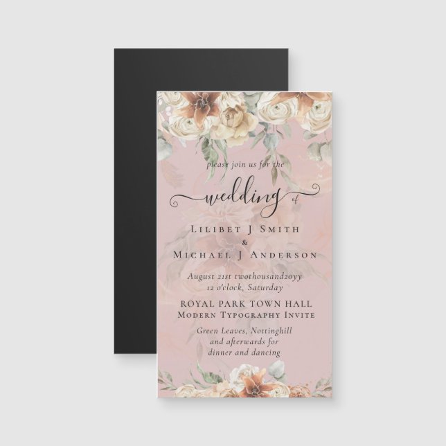 Terracotta Pampas Grass BOHO Boda (Anverso/Reverso)