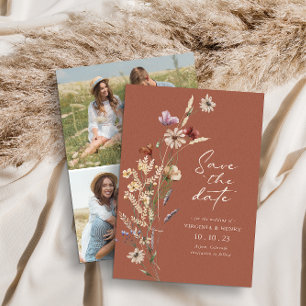 Terracotta Photo Boho Guardar la tarjeta plana de