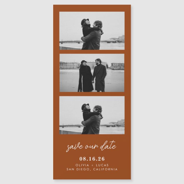 Terracotta Photo Strip Magnetic Wedding (Anverso)