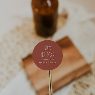 Terracotta Red Boho Felices Fiestas Sellos para so