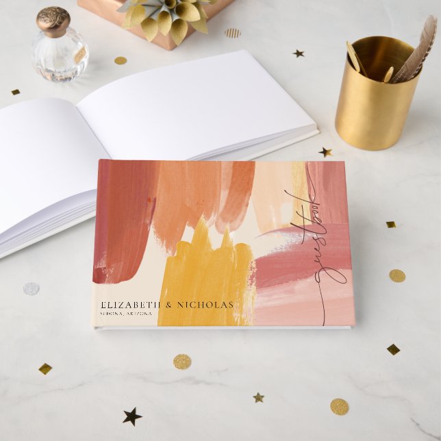 Terracotta Sunrise | Libro de Firmas de Boda (Anverso Abierto)