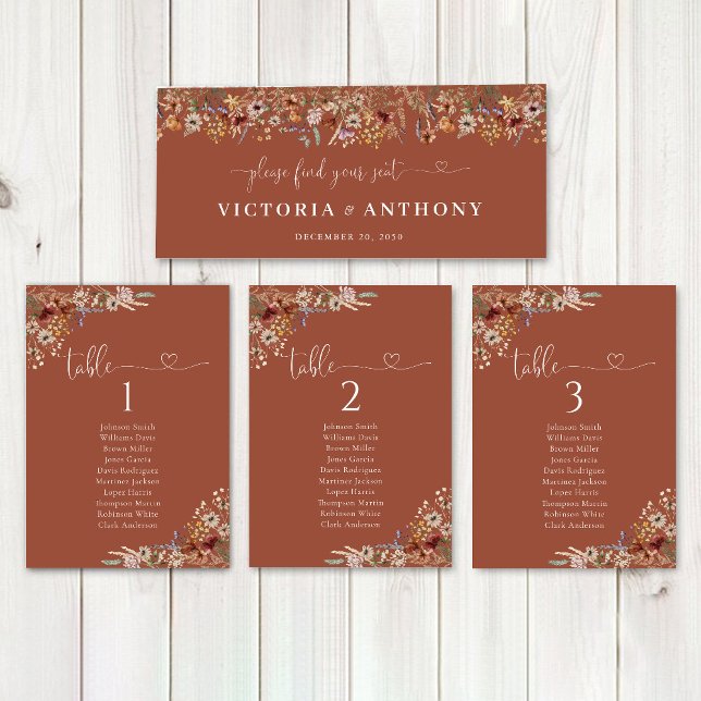 Terracotta Tiny Wildflower Boda Head Table Rótulo (Subido por el creador)