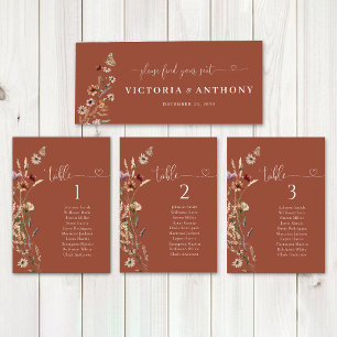 Terracotta Tiny Wildflower Boda Head Table Rótulo