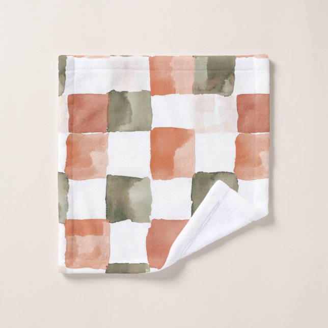 Terracotta Watercolor Plaid Gingham (Toallita)