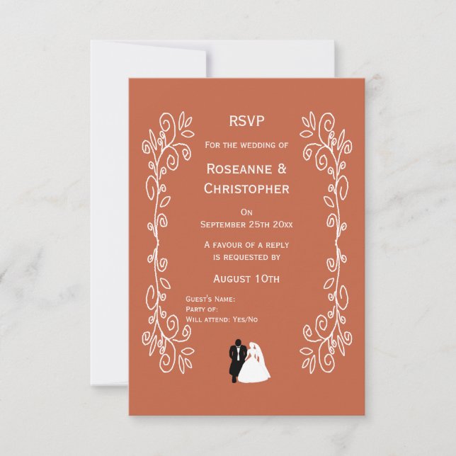 Terracotta Wedding RSVP Card Bride Groom Diseño (Anverso)