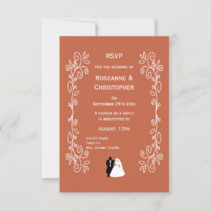 Terracotta Wedding RSVP Card Bride Groom Diseño