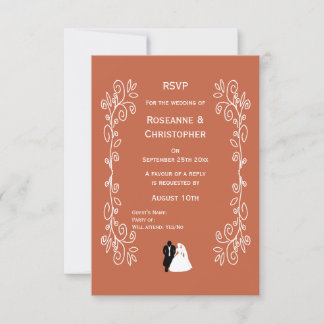 Terracotta Wedding RSVP Card Bride Groom Diseño