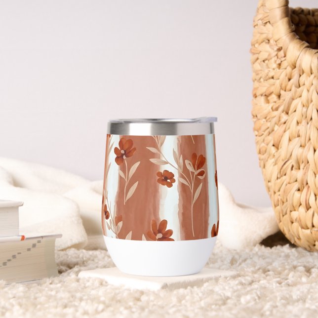 Terracotta Wildflower Stripe Wine Tumbler (Sala de estar)