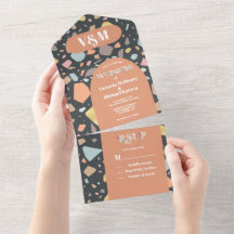 Terrazzo Modern Arch Boda Todo En Una Invitación