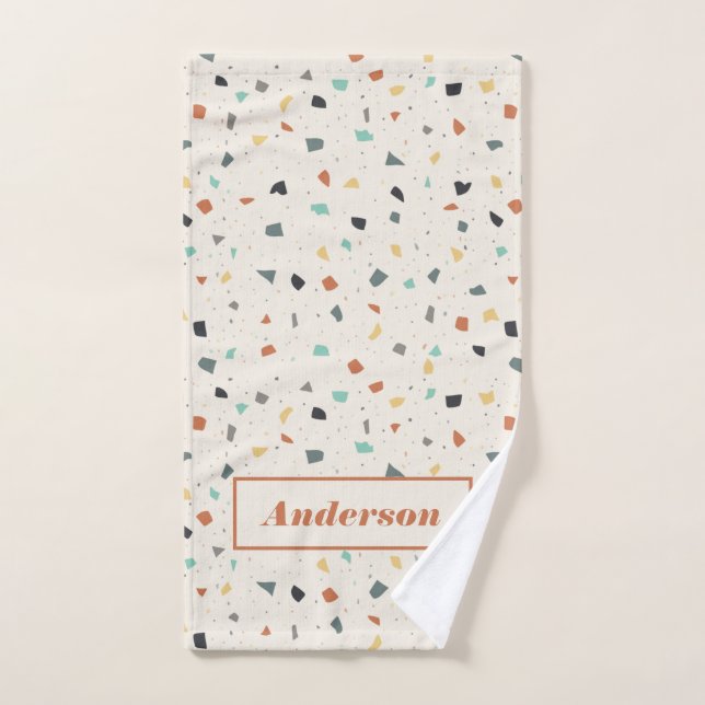 Terrazzo Tile Confetti Estilo moderno personalizad (Toalla de mano)