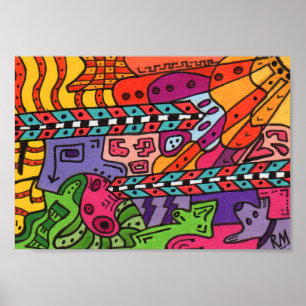 Terreno cerebral #37 Mini Poster de arte abstracto