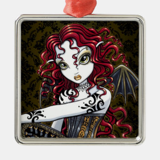 "Terri" Ornamento gótico de fantasía de rosas roja