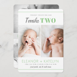 Terrible 2 gemelos anuncio de nacimiento verde