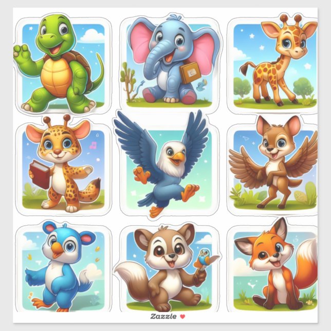 Terrible conjunto de pegatinas animales personaliz (Hoja)