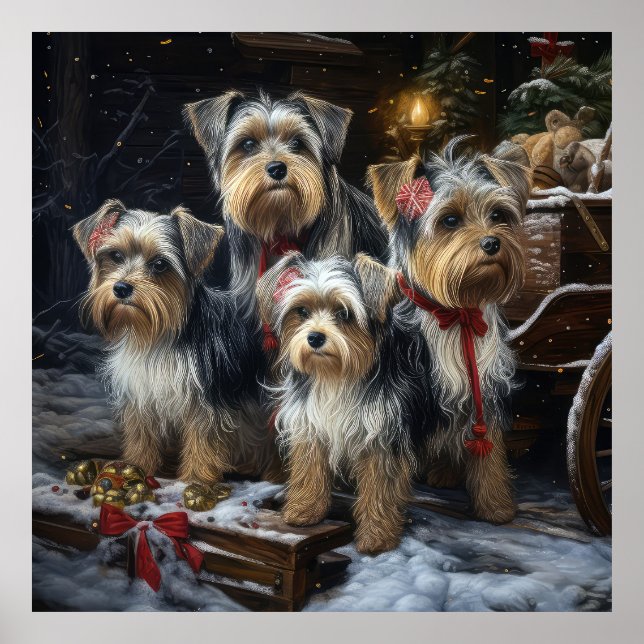 Terrier Biewer Nieve Trineo Decoración de Navidad (Frente)