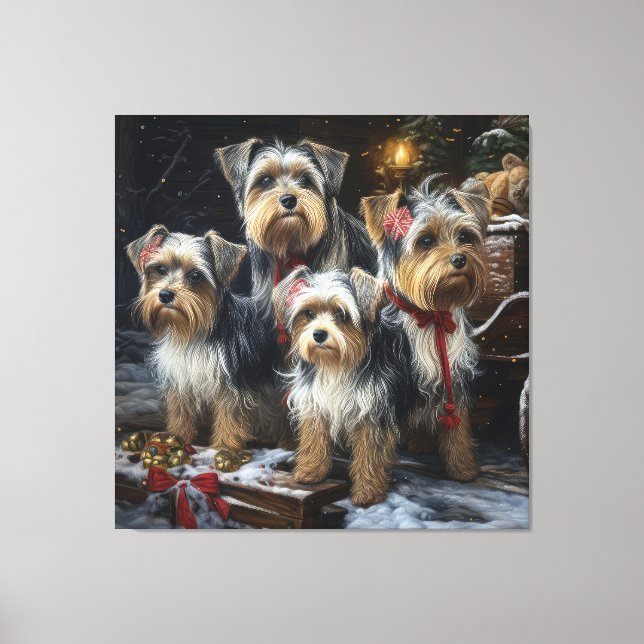 Terrier Biewer Trineo Nevado Decoración Navideña (Anverso)