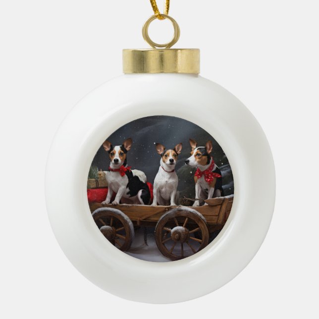 Terrier de Rata Nieve Trineo Navidad Decoración (Anverso)