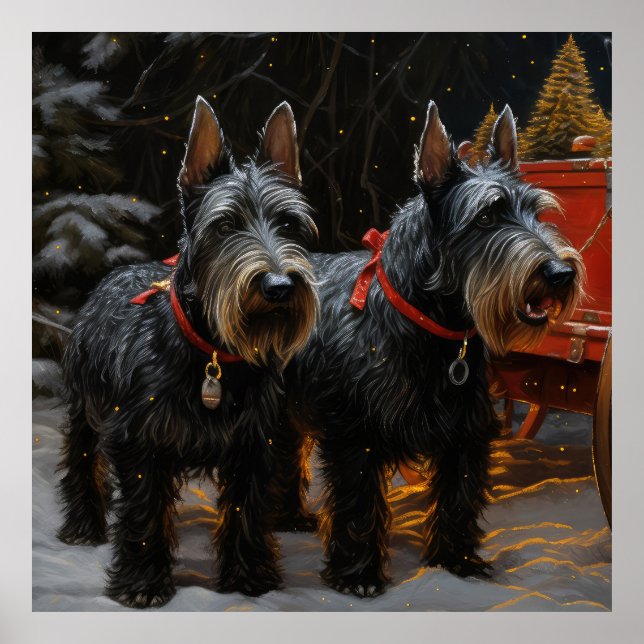 Terrier Escocés Decoración Navideña de Trineo Neva (Frente)